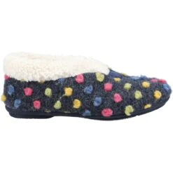 Fleet & Foster Womens Snowberry Faux Fur Lined Slippers -BreezeSole Shoes Store fle147 navy 04
