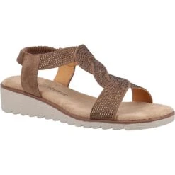 Fleet & Foster Womens Hyacinth Memory Foam Leather Sandals -BreezeSole Shoes Store fle156 brown 01