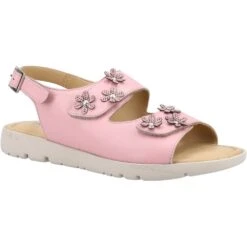 Fleet & Foster Womens Kara Memory Foam Leather Sandals -BreezeSole Shoes Store fle159 pink 01