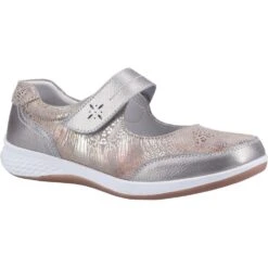 Fleet & Foster Womens Laura Touch Fastening Mary Jane Shoes -BreezeSole Shoes Store fle160 silver 01