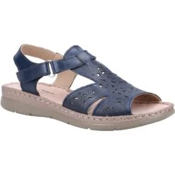 Fleet & Foster Womens Ruth Memory Foam Leather Sandals -BreezeSole Shoes Store fle164 navy 01