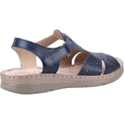 Fleet & Foster Womens Ruth Memory Foam Leather Sandals -BreezeSole Shoes Store fle164 navy 02