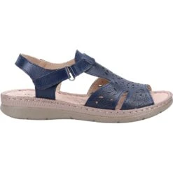 Fleet & Foster Womens Ruth Memory Foam Leather Sandals -BreezeSole Shoes Store fle164 navy 04