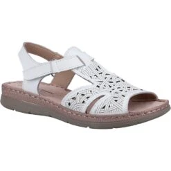 Fleet & Foster Womens Ruth Memory Foam Leather Sandals -BreezeSole Shoes Store fle164 white 01