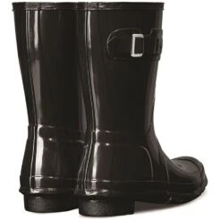 Hunter Womens Original Short Gloss Rubber Wellington Boots -BreezeSole Shoes Store hun040 black 04