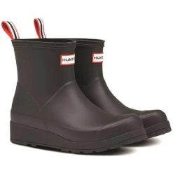 Hunter Womens Original Play Rubber Short Wellington Boots -BreezeSole Shoes Store hun051 black 05