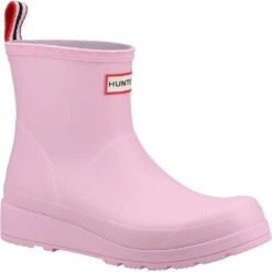 Hunter Womens Original Play Rubber Short Wellington Boots -BreezeSole Shoes Store hun051 pink 01