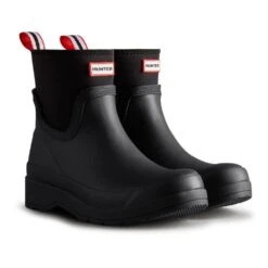 Hunter Womens Play Short Neoprene Waterproof Welly Boots -BreezeSole Shoes Store hun063 black 04