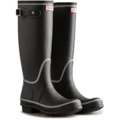 Hunter Womens Original Tall Reflective Wellington Boots -BreezeSole Shoes Store hun075 black 04