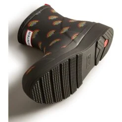 Hunter Womens Play Short Mini Rainbow Print Wellington Boots -BreezeSole Shoes Store hun076 rainbo 03