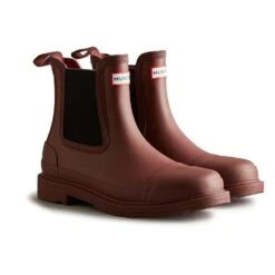 Hunter Womens Commando Waterproof Wellington Chelsea Boots -BreezeSole Shoes Store hun080 berry 04