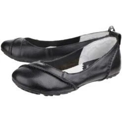 Hush Puppies Womens/Ladies Janessa Leather Padded Slip On Casual Shoes -BreezeSole Shoes Store hus055 blk 06