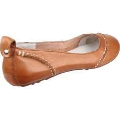 Hush Puppies Womens/Ladies Janessa Leather Padded Slip On Casual Shoes -BreezeSole Shoes Store hus055 tan 02