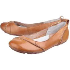 Hush Puppies Womens/Ladies Janessa Leather Padded Slip On Casual Shoes -BreezeSole Shoes Store hus055 tan 06