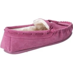 Hush Puppies Womens Allie Suede Faux Fur Lined Cozy Slippers -BreezeSole Shoes Store hus286 rose 03
