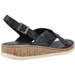 Hush Puppies Womens Elena Cross Over Wedge Sandals -BreezeSole Shoes Store hus321 black 03