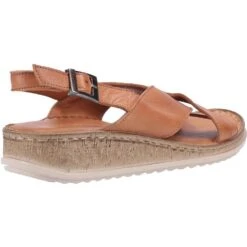 Hush Puppies Womens Elena Cross Over Wedge Sandals -BreezeSole Shoes Store hus321 tan 03