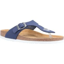 Hush Puppies Womens Kayla Leather Slip On Sandals -BreezeSole Shoes Store hus324 navy 01