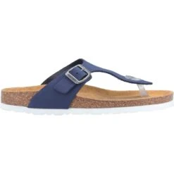 Hush Puppies Womens Kayla Leather Slip On Sandals -BreezeSole Shoes Store hus324 navy 02