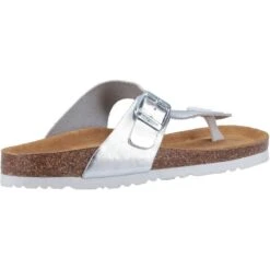 Hush Puppies Womens Kayla Leather Slip On Sandals -BreezeSole Shoes Store hus324 silver 03