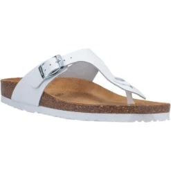 Hush Puppies Womens Kayla Leather Slip On Sandals -BreezeSole Shoes Store hus324 white 01