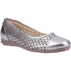 Hush Puppies Womens Leah Leah Ballerina Pump Shoes -BreezeSole Shoes Store hus327 pewter 01