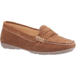 Hush Puppies Womens Margot Lightweight Slip On Loafer Shoes -BreezeSole Shoes Store hus333 tan 01