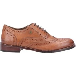 Hush Puppies Womens Natalie Leather Brogue Lace Up Shoes -BreezeSole Shoes Store hus336 tan 02