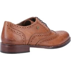 Hush Puppies Womens Natalie Leather Brogue Lace Up Shoes -BreezeSole Shoes Store hus336 tan 03
