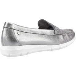 Hush Puppies Womens Paige Slip On Leather Loafer Shoes -BreezeSole Shoes Store hus338 silver 03