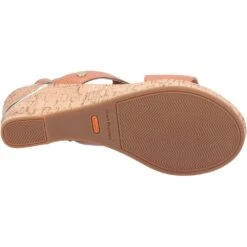 Hush Puppies Womens Maya Leather Wedge Sandals -BreezeSole Shoes Store hus416 tan 03