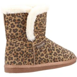 Hush Puppies Womens Ashleigh Slip On Suede Slipper Bootie -BreezeSole Shoes Store hus486 leoprd 03 1