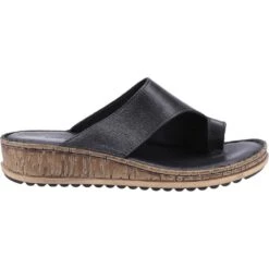 Hush Puppies Womens Elissa Toepost Summer Slider Sandals -BreezeSole Shoes Store hus526 black 02