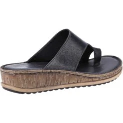 Hush Puppies Womens Elissa Toepost Summer Slider Sandals -BreezeSole Shoes Store hus526 black 03