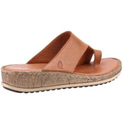 Hush Puppies Womens Elissa Toepost Summer Slider Sandals -BreezeSole Shoes Store hus526 tan 03