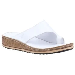 Hush Puppies Womens Elissa Toepost Summer Slider Sandals -BreezeSole Shoes Store hus526 white 01