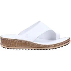 Hush Puppies Womens Elissa Toepost Summer Slider Sandals -BreezeSole Shoes Store hus526 white 02