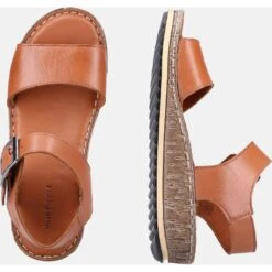 Hush Puppies Womens Ellie Suede Leather Summer Sandals -BreezeSole Shoes Store hus527 tan 06 1