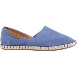 Hush Puppies Womens Mim Suede Slip On Flat Espadrille Shoes -BreezeSole Shoes Store hus598 blue 02
