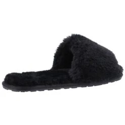 Hush Puppies Womens Prue Fluffy Slip On Slider Slippers -BreezeSole Shoes Store hus607 black 03