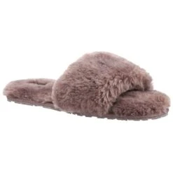 Hush Puppies Womens Prue Fluffy Slip On Slider Slippers -BreezeSole Shoes Store hus607 mink 01
