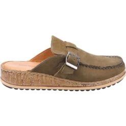 Hush Puppies Womens Sorcha Mule Nubuck Suede Slip On Sliders -BreezeSole Shoes Store hus612 khakin 02