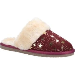 Hush Puppies Womens Arianna Star Slip On Faux Fur Slippers