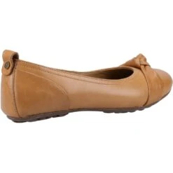 Hush Puppies Womens Jada Knot Leather Ballerina Shoes -BreezeSole Shoes Store hus738 tan 02 1