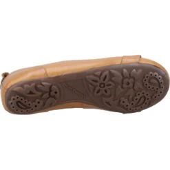 Hush Puppies Womens Jada Knot Leather Ballerina Shoes -BreezeSole Shoes Store hus738 tan 03 1