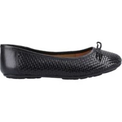 Hush Puppies Womens Janelle Woven Leather Ballerina Shoes -BreezeSole Shoes Store hus739 black 04