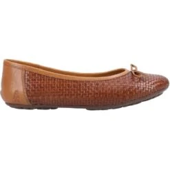 Hush Puppies Womens Janelle Woven Leather Ballerina Shoes -BreezeSole Shoes Store hus739 tan 04