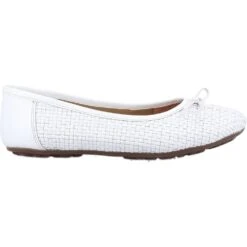Hush Puppies Womens Janelle Woven Leather Ballerina Shoes -BreezeSole Shoes Store hus739 white 04