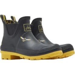 Joules Womens Wellibob Waterproof Short Wellington Boots -BreezeSole Shoes Store jou1441 blkmtlbees 03