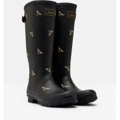 Joules Womens Welly Printed Waterproof Wellington Boots -BreezeSole Shoes Store jou1443 blkmtlbees 03